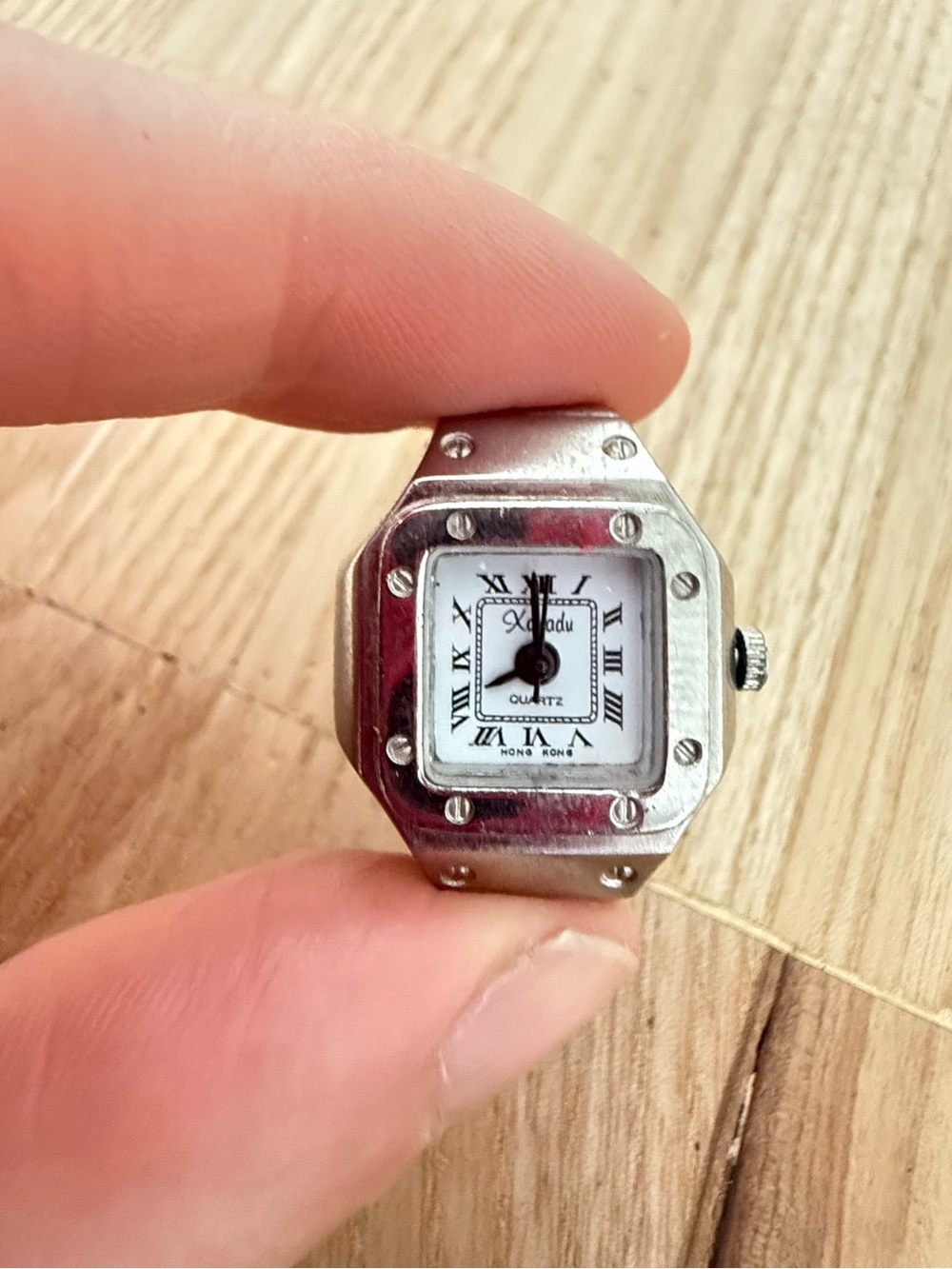 Xanadu ladies silver tone square ring watch NEW BATTERY